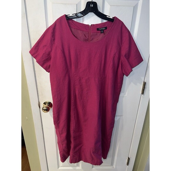 Chadwick’s Of Boston Dress Womens Plus 18W Linen Blend Sheath Barbie Pink career - Picture 8 of 8